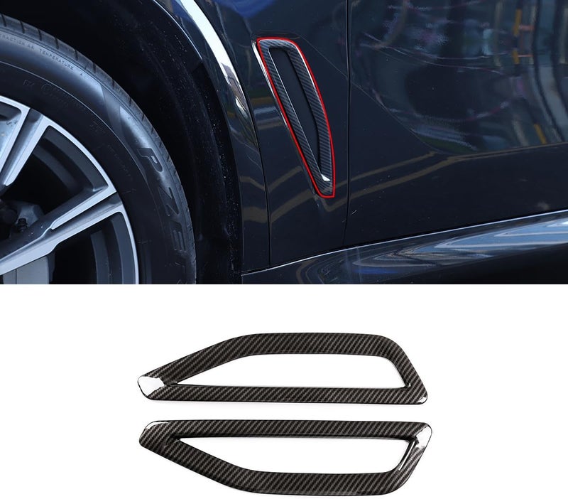 Hudiriy Front Side Fender Vent Decoration Trim Compatible with BMW X5 G05 2019-2022 Spoiler Body Decoration Cover, Air Flow Intake Hole Grille Exterior Accessories (Carbon Fiber Pattern) - Image 1